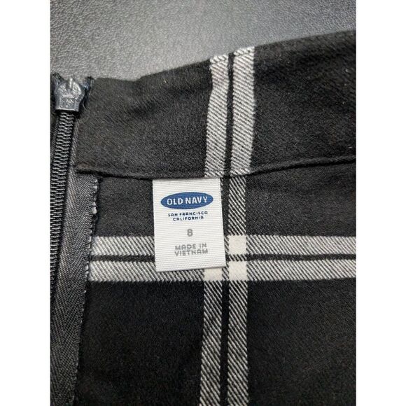 Old Navy Jupe Skater Skirt Black White Plaid Women's Size 8 - Picture 3 of 5